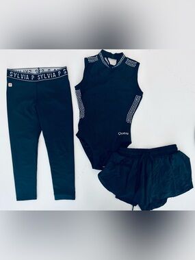 Quatro Black Sleeveless Leotard with Studded Detail